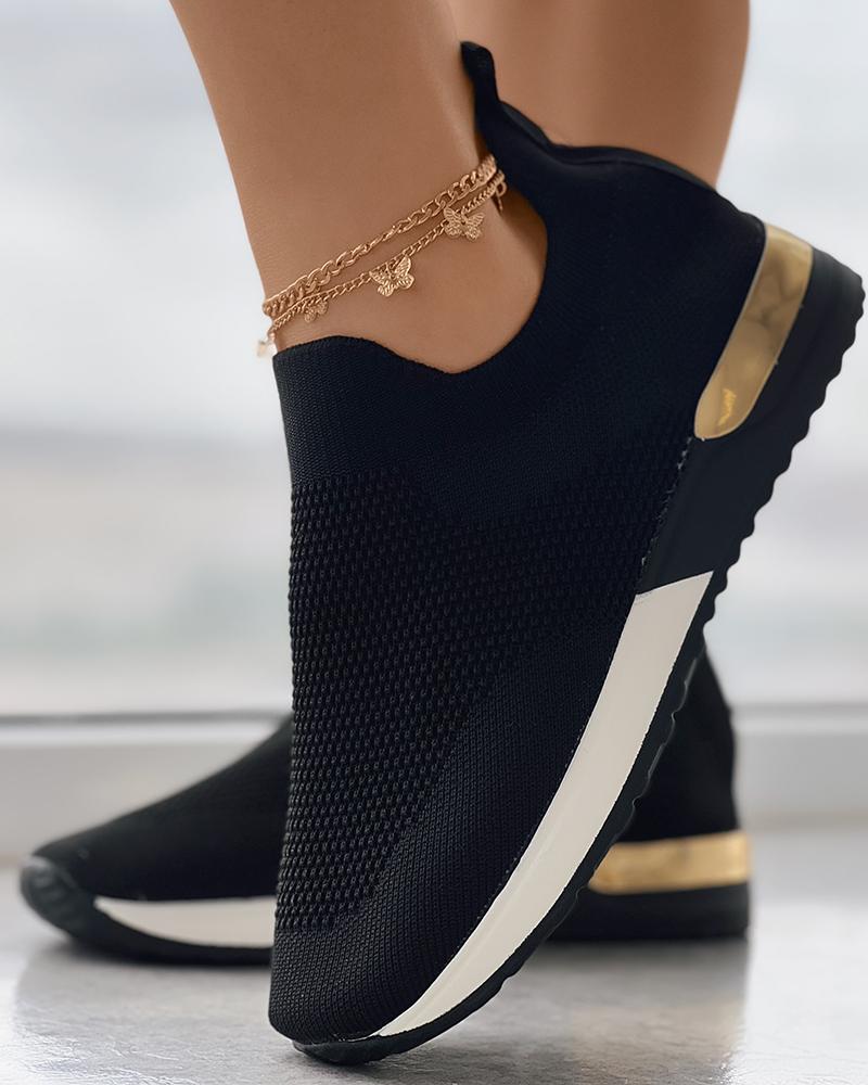 Baskets Daisy pour femmes | En textile tricoté, à enfiler avec détails dorés 5