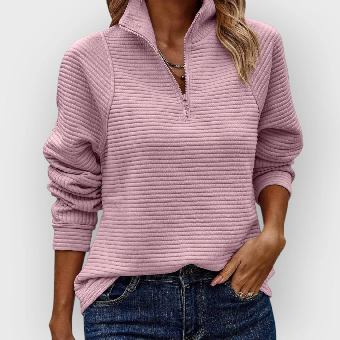 Pull Serene pour femme | Col en V avec fermeture éclair, pull chaud et confortable 6