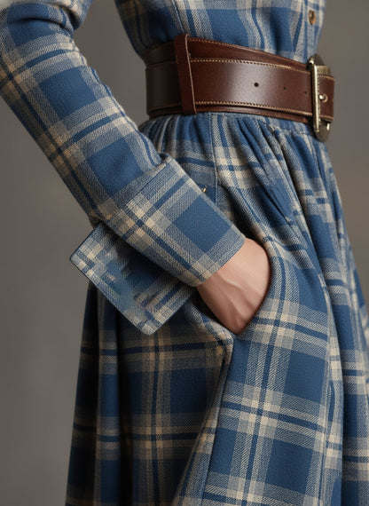 Camille | Robe Longue à Carreaux Rétro