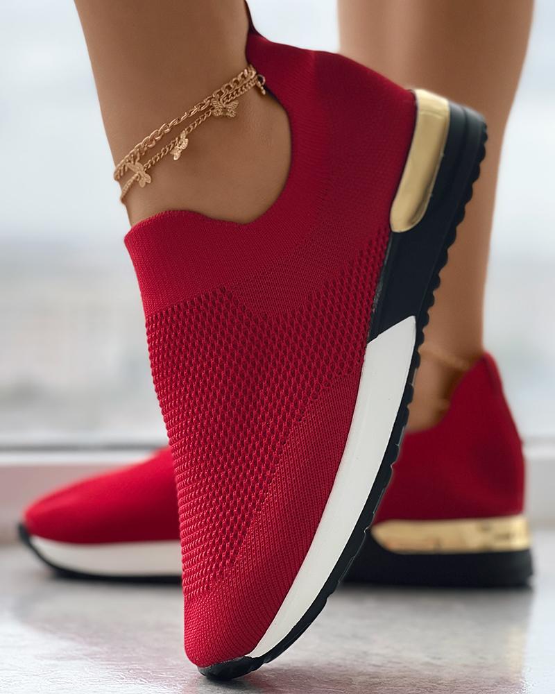 Baskets Daisy pour femmes | En textile tricoté, à enfiler avec détails dorés 2