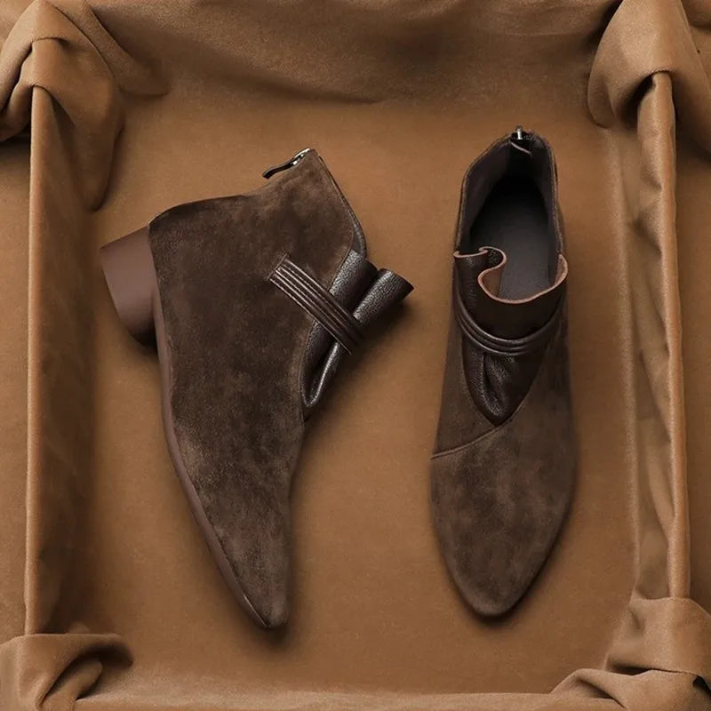 Bottes Vivienne noires pour femmes | Daim, bout pointu, talon confortable 0