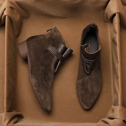 Bottes Vivienne noires pour femmes | Daim, bout pointu, talon confortable 0