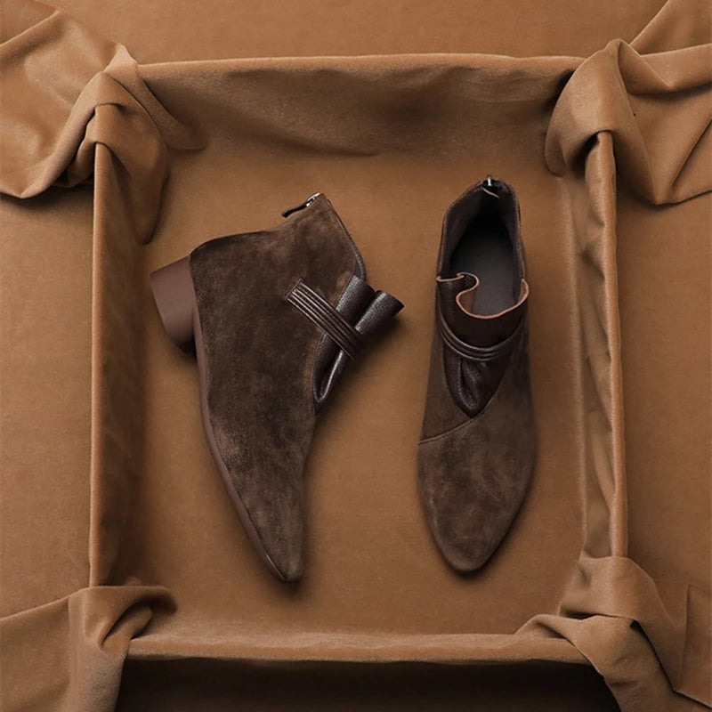 Bottes Vivienne noires pour femmes | Daim, bout pointu, talon confortable 4