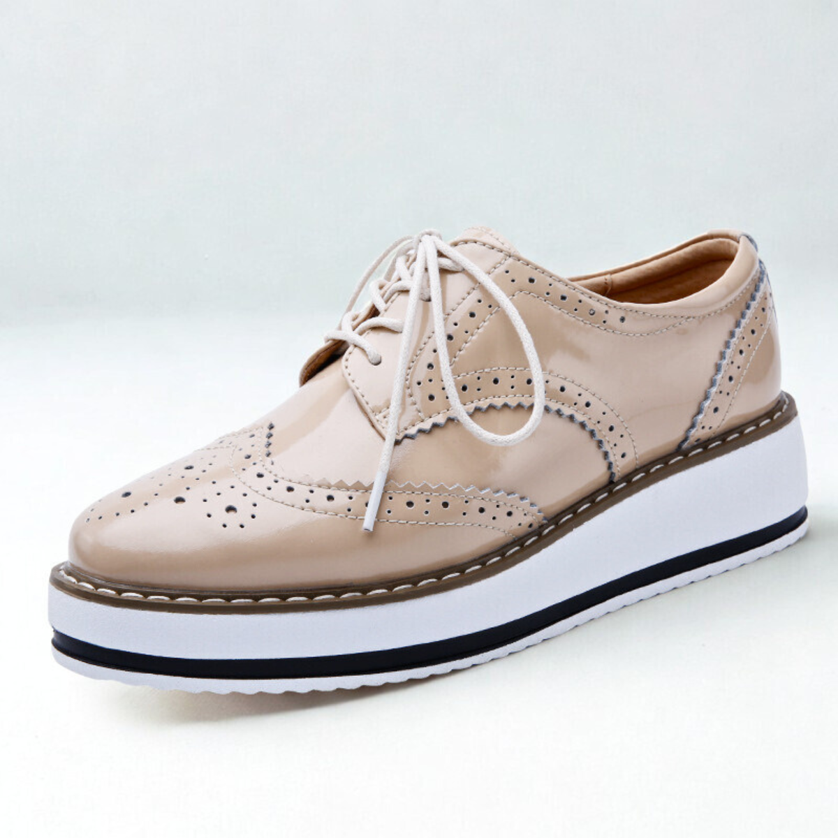 Chaussures Oxford Ava pour femmes | Cuir verni brillant, semelle plateforme 5