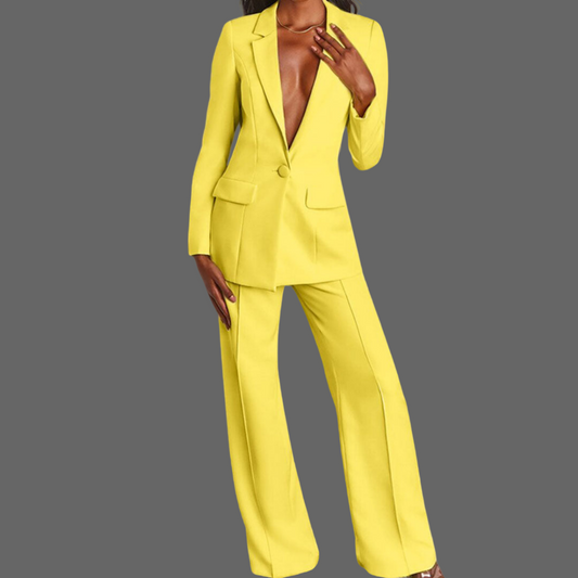 Ensemble blazer et pantalon Evelyn pour femme | Tissu haut de gamme, élégant 0