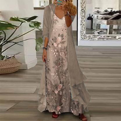 Ensemble robe longue Mara pour femme | Imprimé floral aérien, robe longue élégante 1