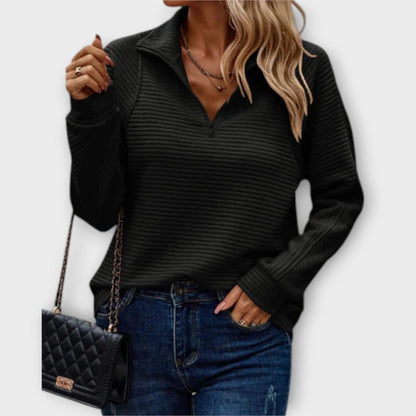 Pull Serene pour femme | Col en V avec fermeture éclair, pull chaud et confortable 3