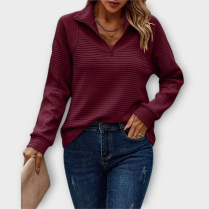 Pull Serene pour femme | Col en V avec fermeture éclair, pull chaud et confortable 4