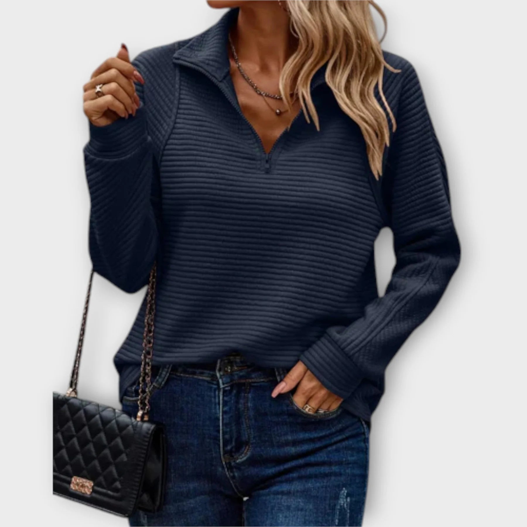 Pull Serene pour femme | Col en V avec fermeture éclair, pull chaud et confortable 5