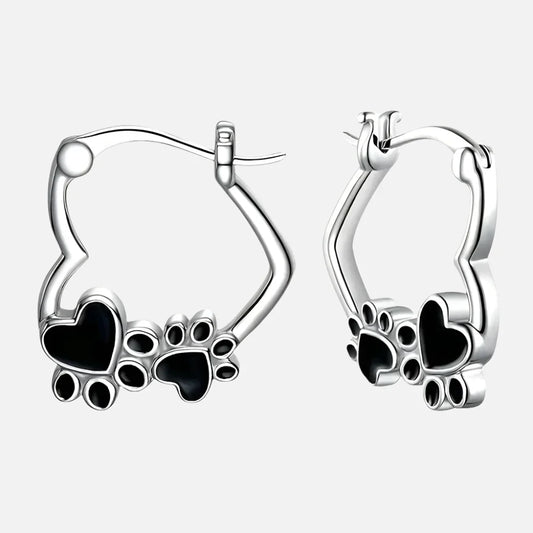 Boucles d'oreilles Huggie avec cœur et émail noir