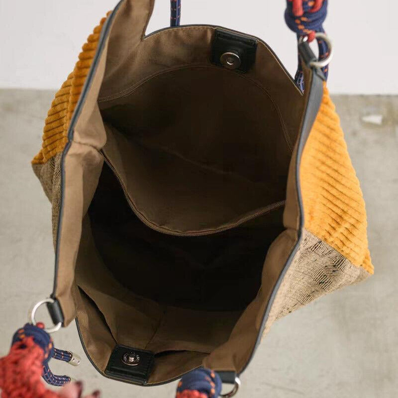 Sac Boho de Braise | Élégance Bohème-Chic, Velours Côtelé Doux, Sac à Main Femme Pratique 7