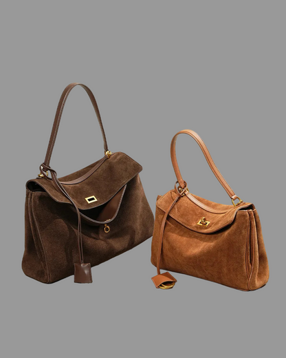 Sac à main Britt en daim pour femme | Design intemporel, luxe et détails dorés 0