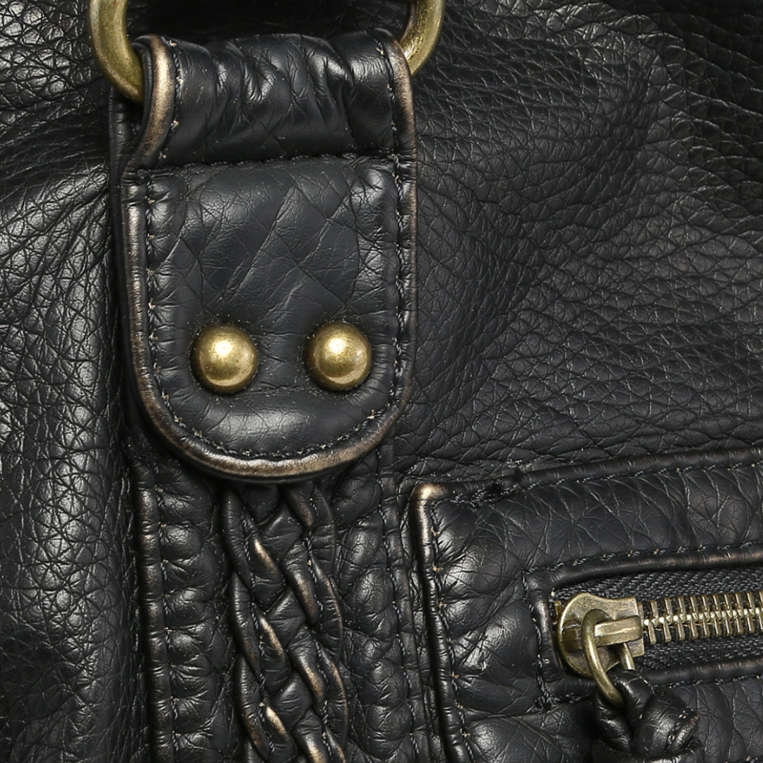 Sac à main Lola en cuir noir pour femme | Style décontracté avec poches zippées et design résistant 5