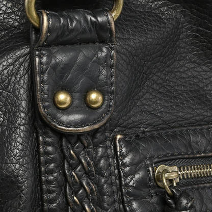 Sac à main Lola en cuir noir pour femme | Style décontracté avec poches zippées et design résistant 5