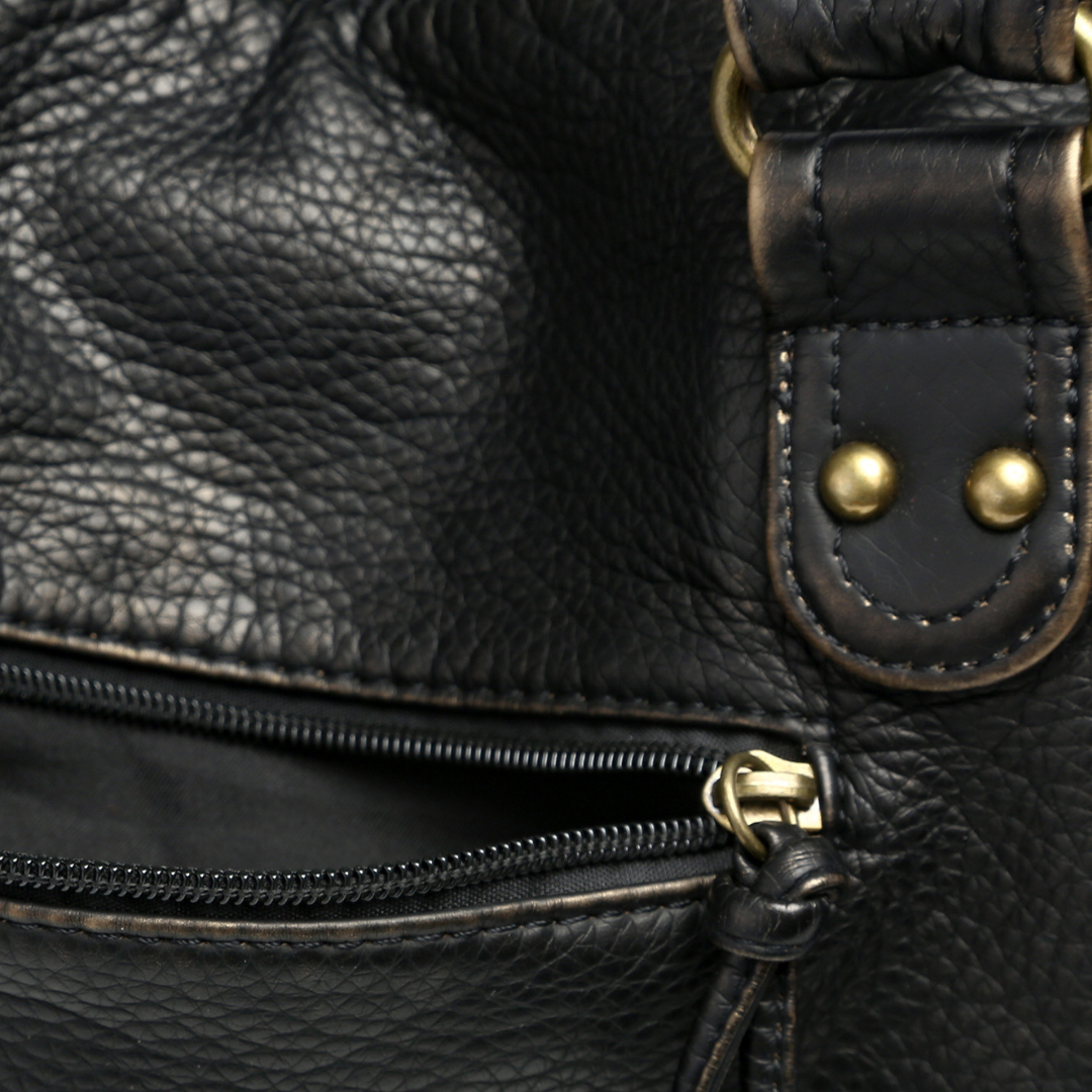 Sac à main Lola en cuir noir pour femme | Style décontracté avec poches zippées et design résistant 6