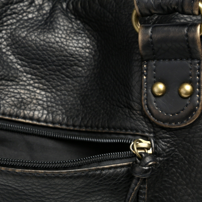 Sac à main Lola en cuir noir pour femme | Style décontracté avec poches zippées et design résistant 6