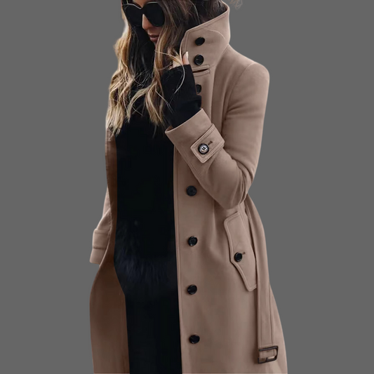 Trench-coat Mila pour femme | Chaud et élégant, coupe cintrée, noir 0