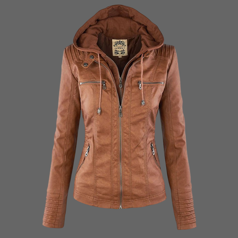 Veste en cuir Pia pour femme | Veste en cuir noir respirante pour femme 0