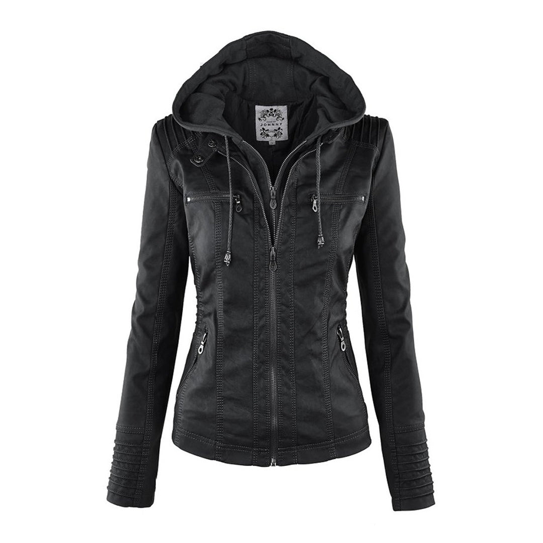 Veste en cuir Pia pour femme | Veste en cuir noir respirante pour femme 3